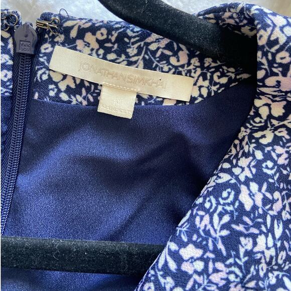 Jonathan Simkhai Evelyn Floral Cottagecore Belted Ruffle Hem Mini Dress Blue 8 - Picture 7 of 8